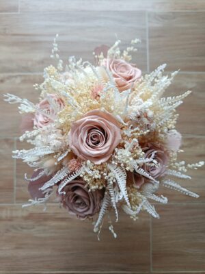 Bukiet ślubny z suszonych i stabilizowanych kwiatów - Antique Pink