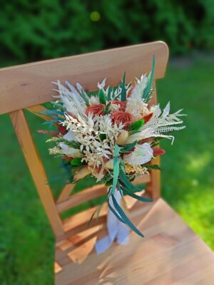 Jesienny bukiet ślubny z suszonych i stabilizowanych kwiatów