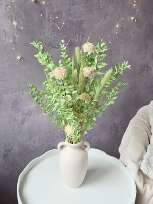 Limonkowy bukiet suszonych kwiatów, dekoracja stołu