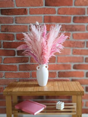 Różowy bukiet boho z trawą pampasową