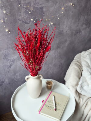 Bukiet czerwono-złoty z suszonych kwiatów