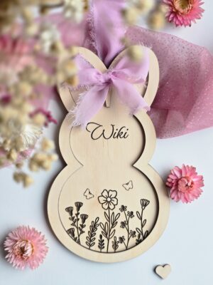 Zawieszka wielkanocna z imieniem dziecka - królik do dekoracji domu na Wielkanoc